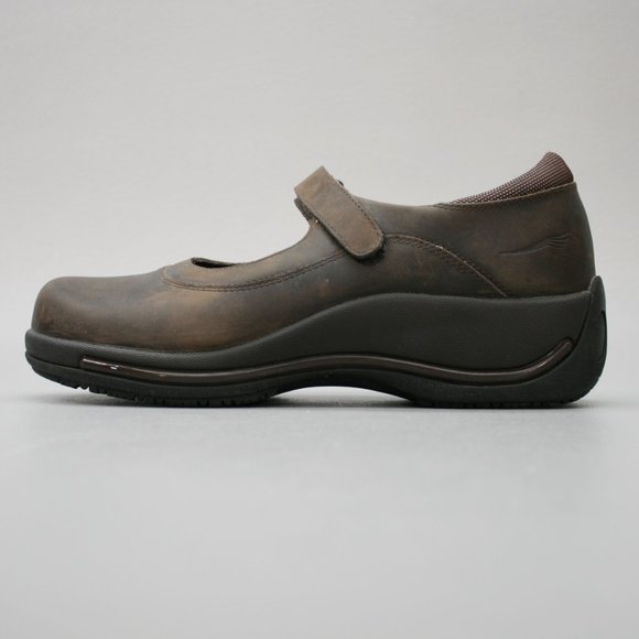 Dansko Ladies 40 (9.5-10) Mary Jane Hook Loop Strap Oiled Brown Leather Dr Clogs - Picture 2 of 12